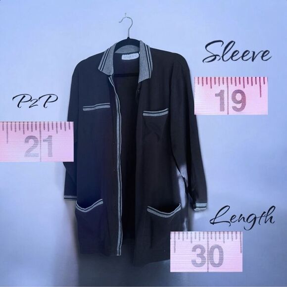 CHAUS l Button-up Collared Sweater Blazer Jacket l 4-pocket Design l L l EUC - Picture 6 of 10